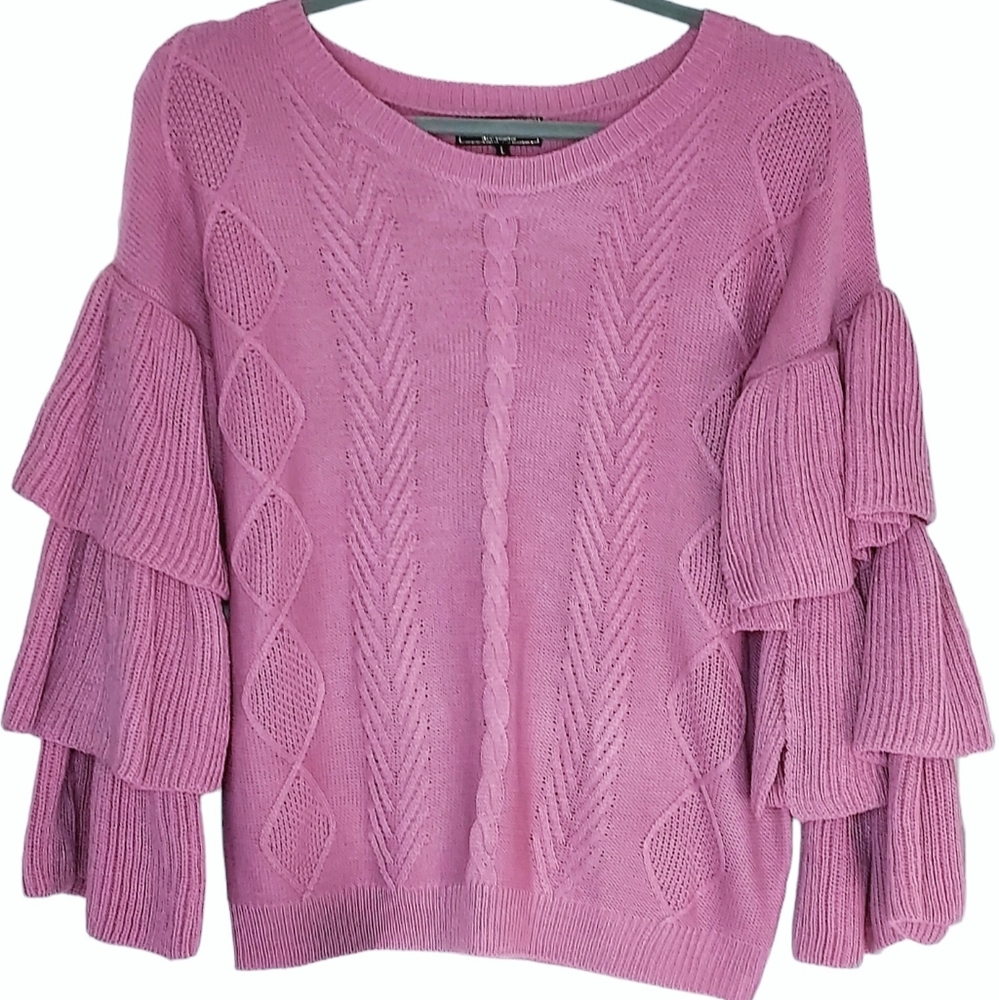L&B Lucky & Blessed Women's L Mauve Coastal Cowgirl Western Boho Sweater NWT NEW